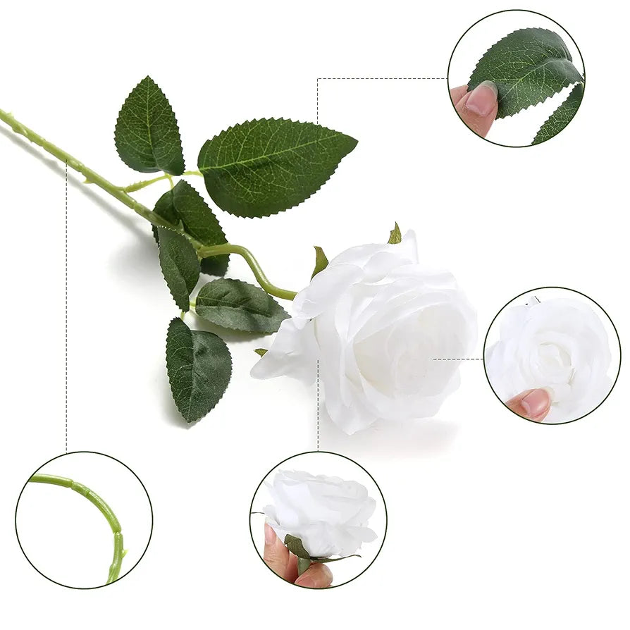 EZFLOWERY 12 Pcs Artificial Roses Flowers Silk